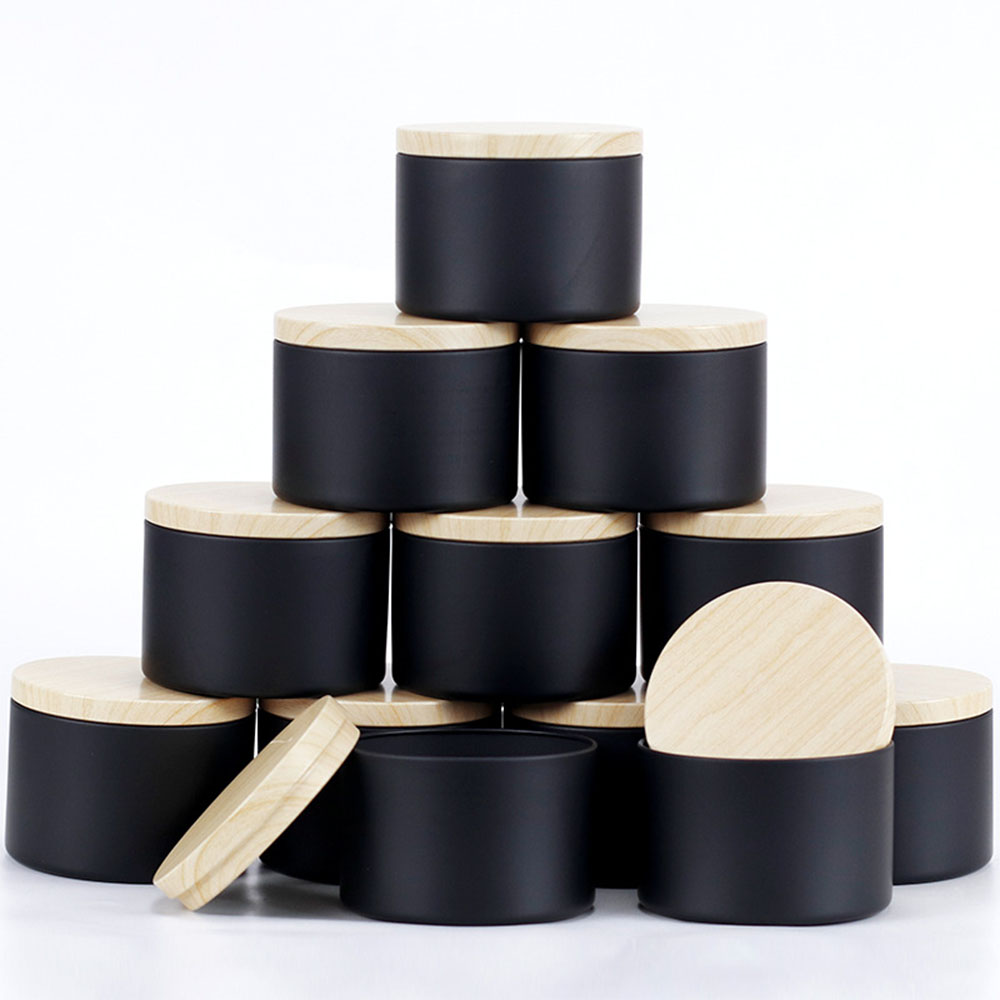 Black Tin Candle - 24pcs 4oz Black Candle Jars ,Round