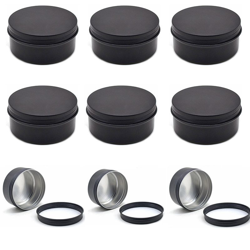 Black Tin Candle - Black Empty Round Aluminum Box Metal