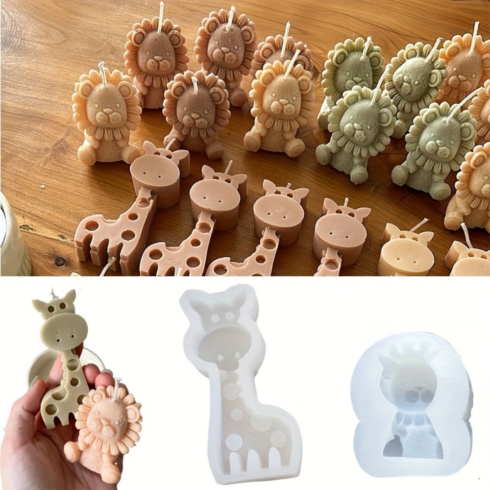 Candle Fragrance Supplies - Lion and Giraffe Silicone Mold Cute,
