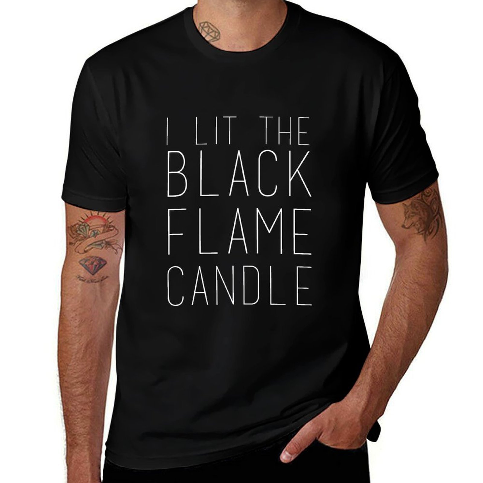 Black Tin Candle - Black Flame Candle (White) T-Shirt Summer