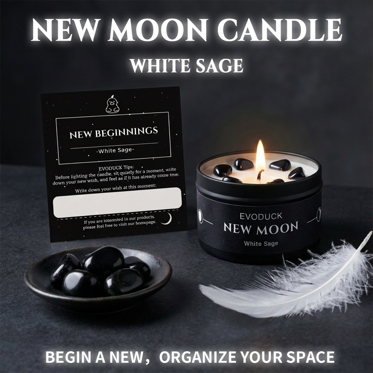 1pc New Moon Scented Candles C - огляд і ціна Black Tin Candle
