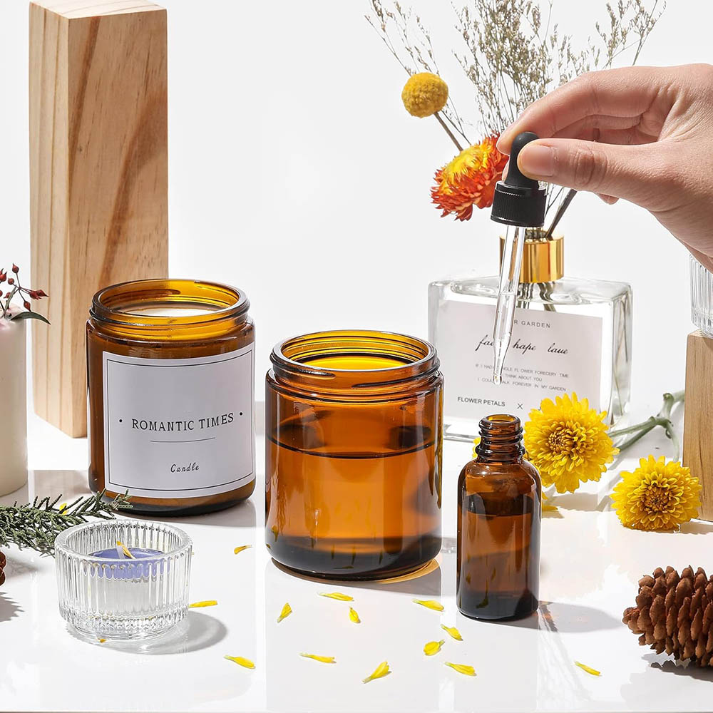 8oz Amber Glass Jars with Blac - огляд і ціна Black Tin Candle