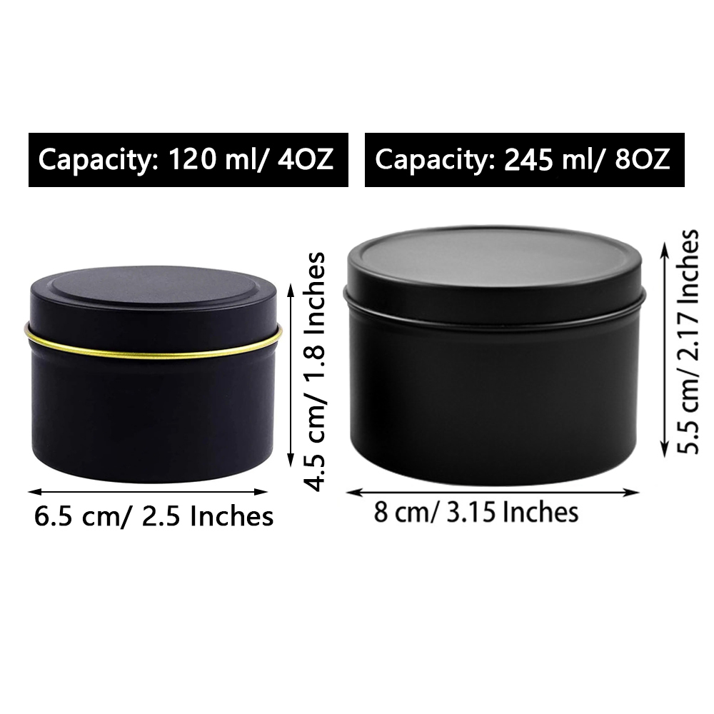 4oz/ 8oz Candle tins with lids - огляд і ціна Black Tin Candle