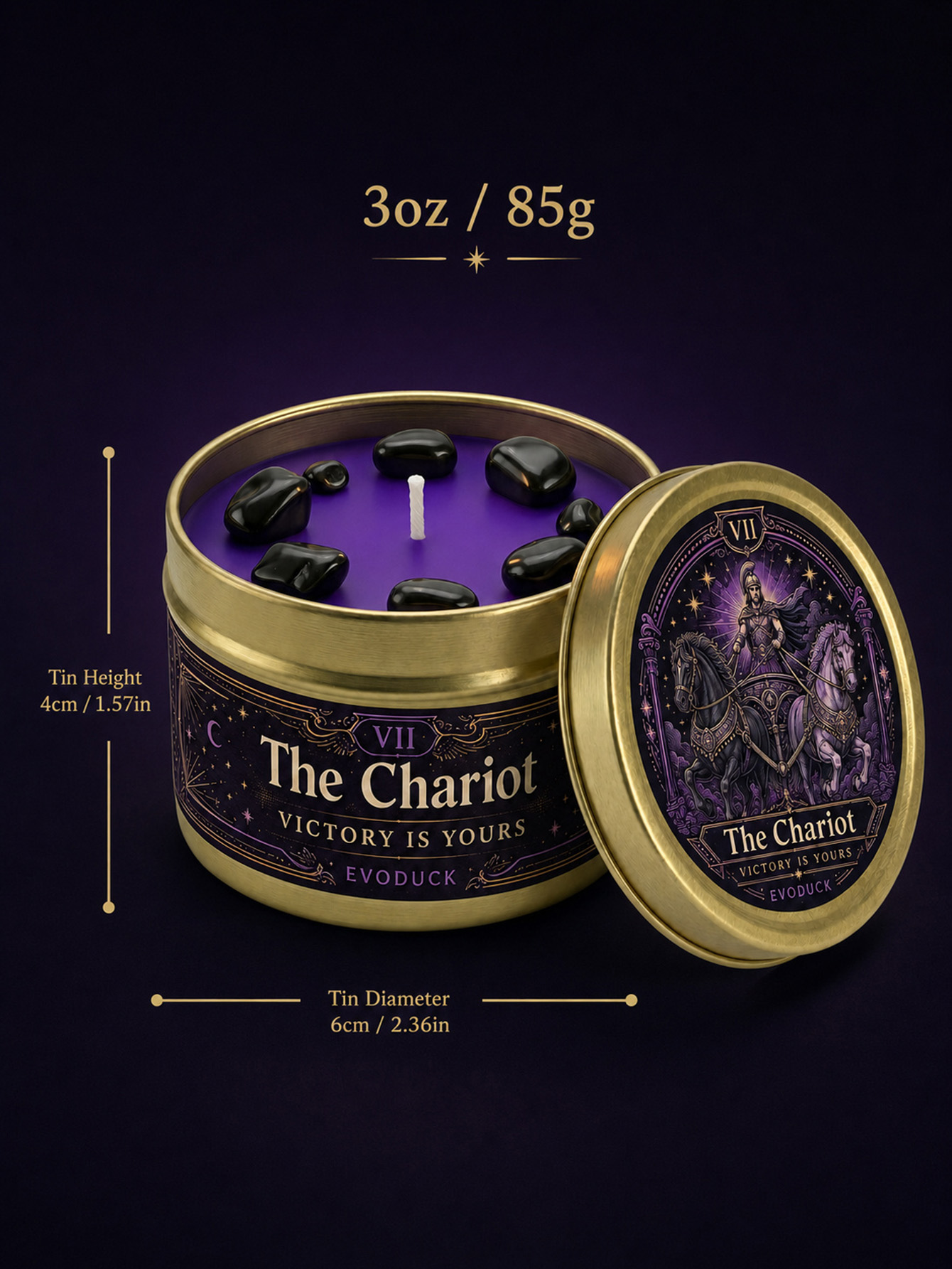 EVODUCK The Chariot Tarot Cand - огляд і ціна Black Tin Candle