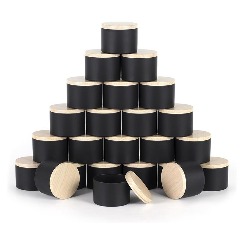 24 Pack 4 Oz Black Candle Tins - огляд і ціна Black Tin Candle